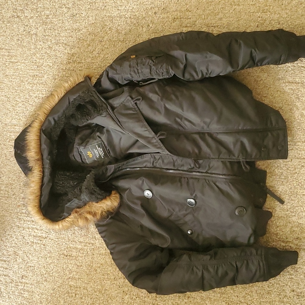Alpha Industries N2B black hooded flight parka medium M